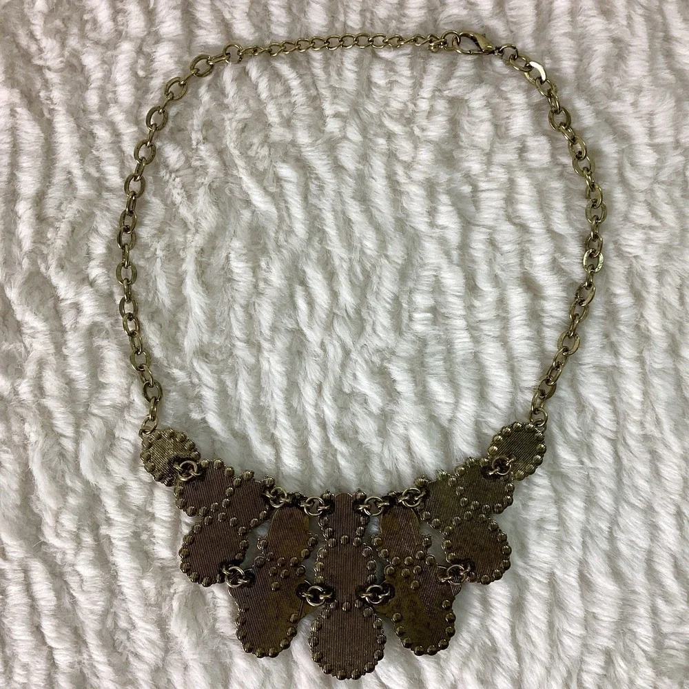 Vintage Burgundy Red Stone Diamonds Statement Necklace Costume Bling Glam Gold